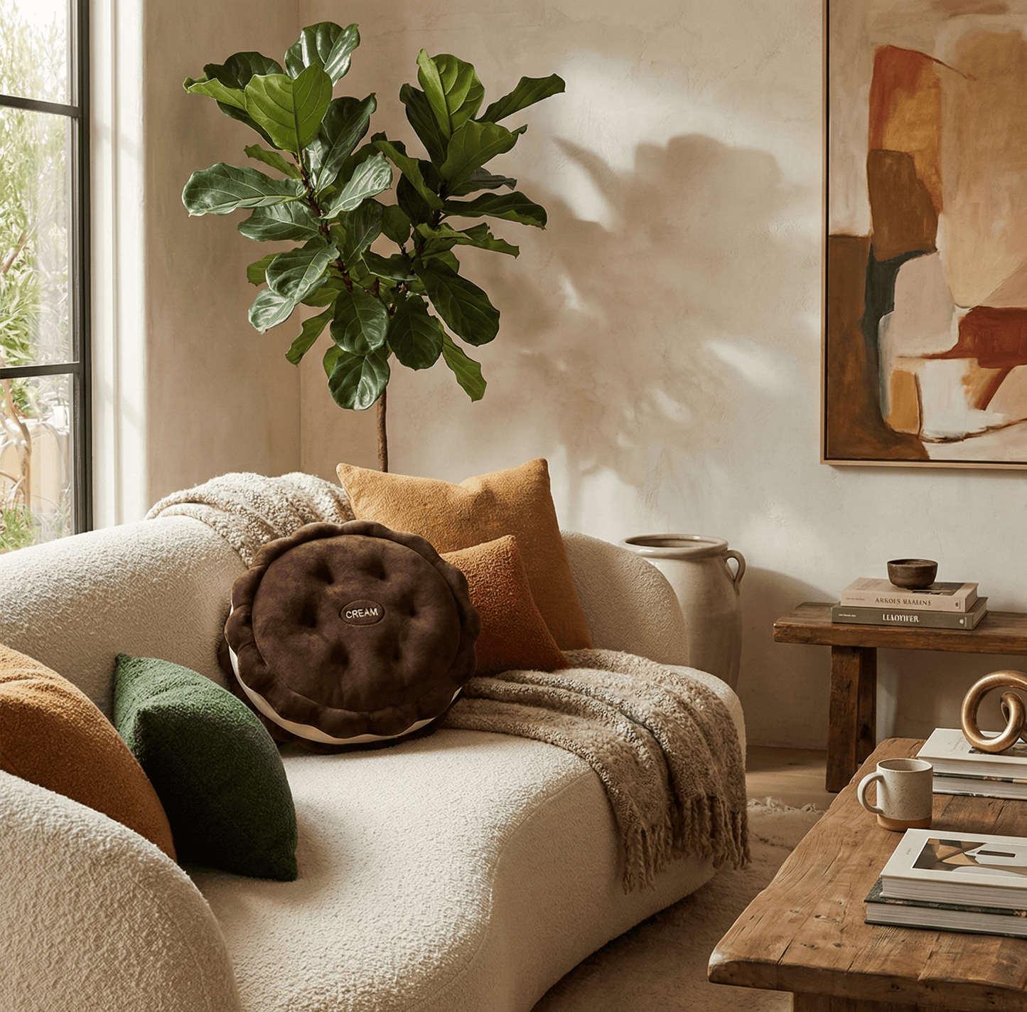 Coussin d'assise épais biscuit salon