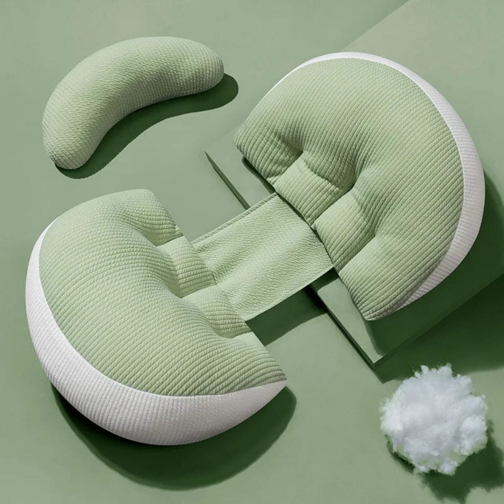 Coussin déco en vert pastel avec texture côtelée, idéal pour un soutien confortable sur un canapé ou un lit