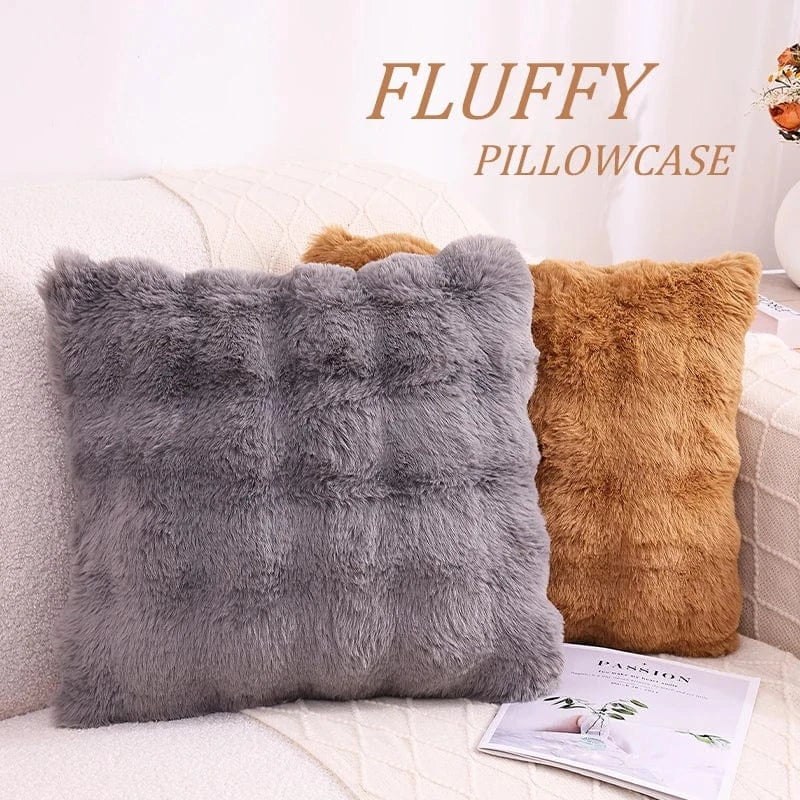 Housse de coussin automne | Douceur en fausse fourrure pour un intérieur cocooning