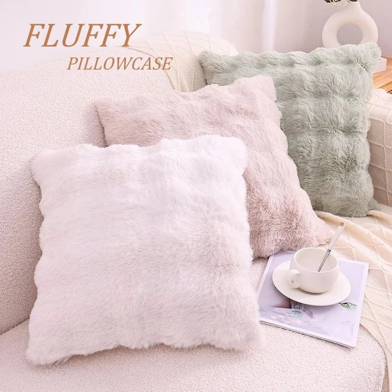 Housse de coussin automne | Douceur en fausse fourrure pour un intérieur cocooning