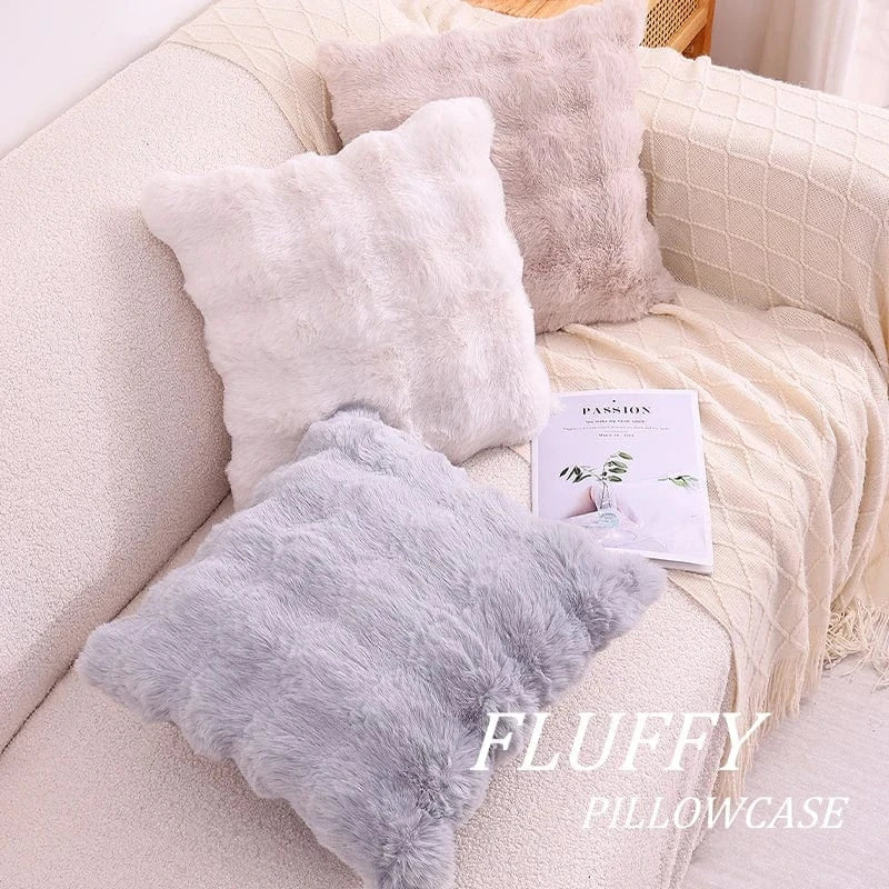 Housse de coussin automne | Douceur en fausse fourrure pour un intérieur cocooning