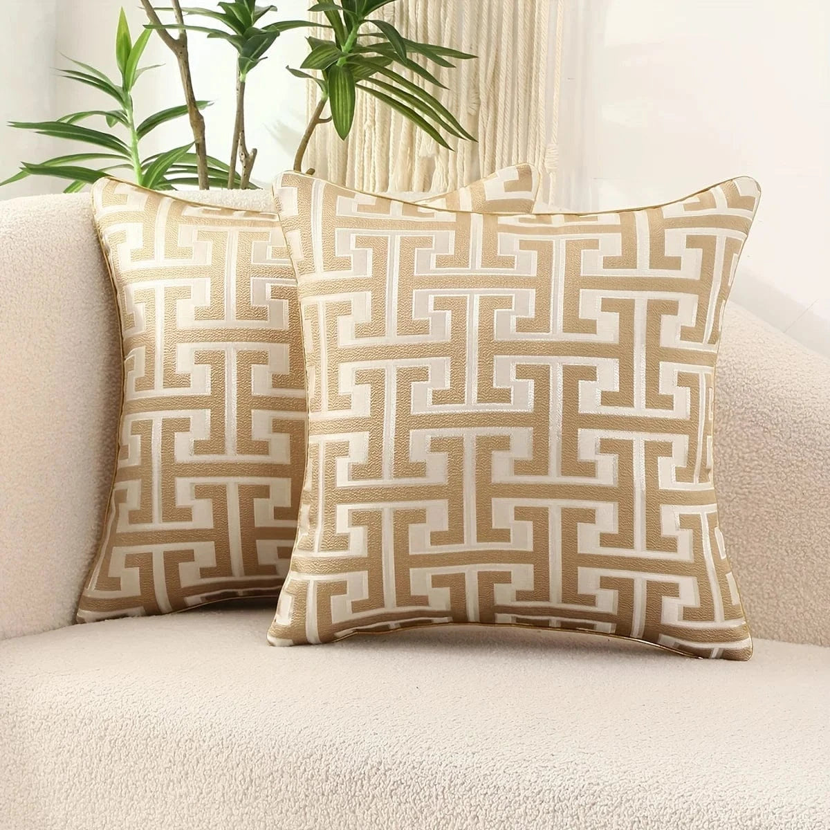 Housse de coussin luxe | Design géométrique moderne et raffiné Kaki / 45x45cm