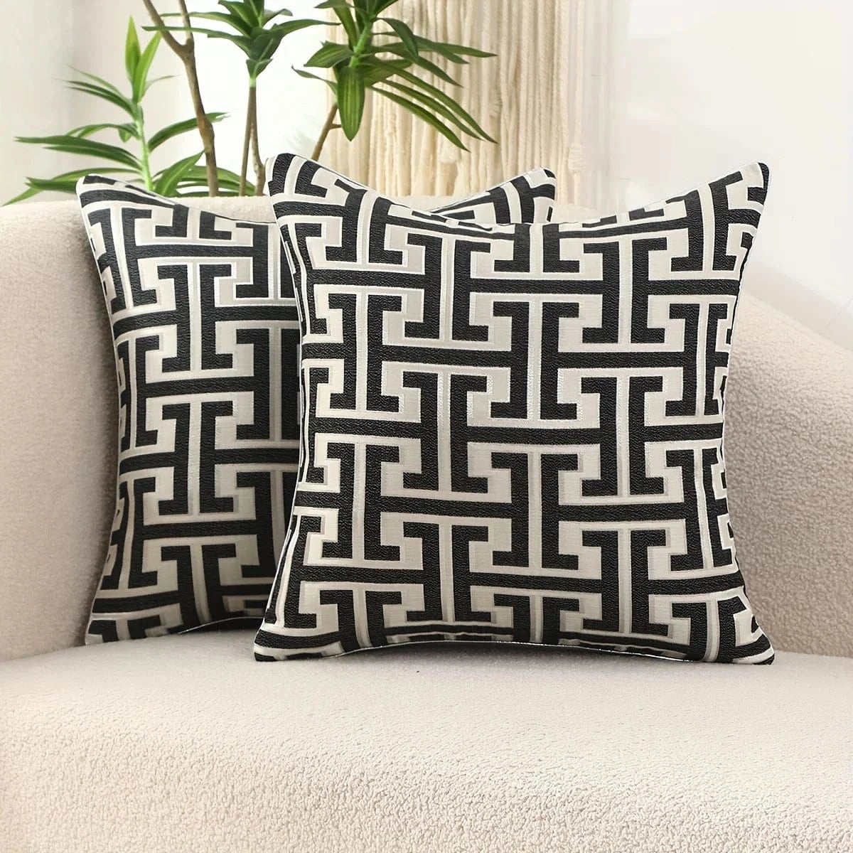 Housse de coussin luxe | Design géométrique moderne et raffiné Noir / 45x45cm