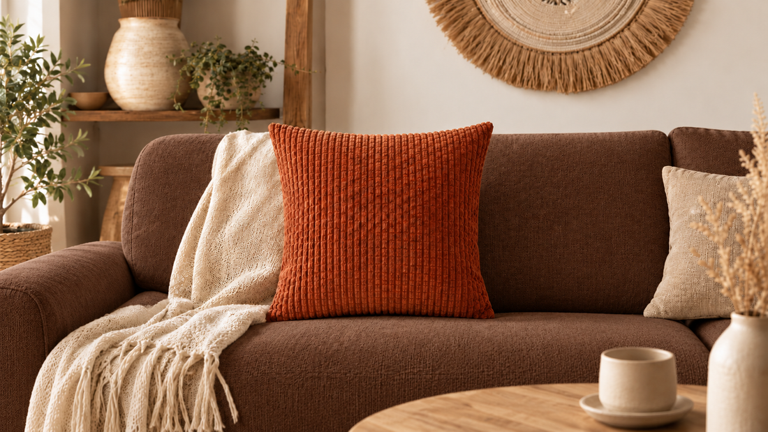 Quels coussins choisir pour un canapé marron ? Couleurs et idées déco