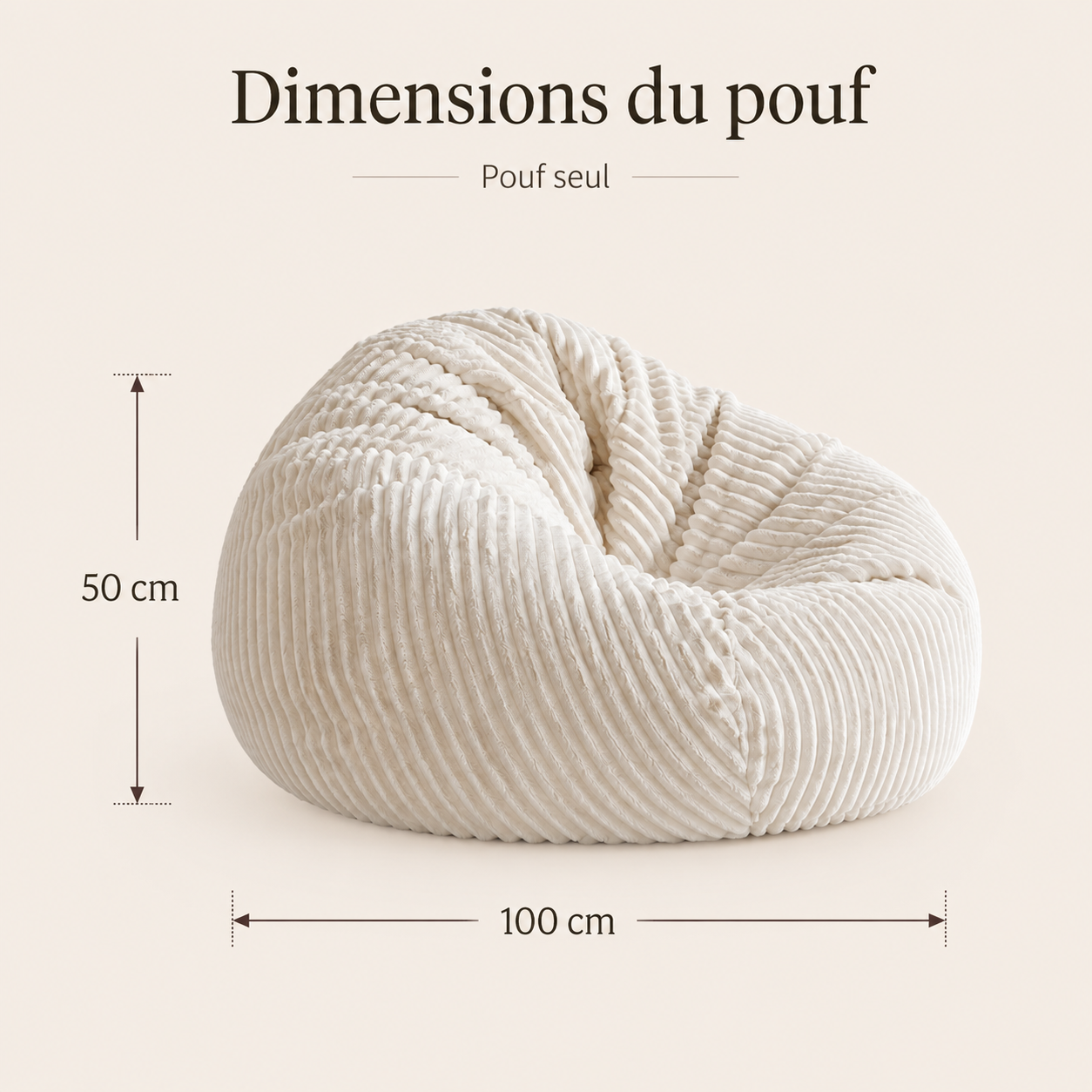 Pouf poire géant en velours côtelé