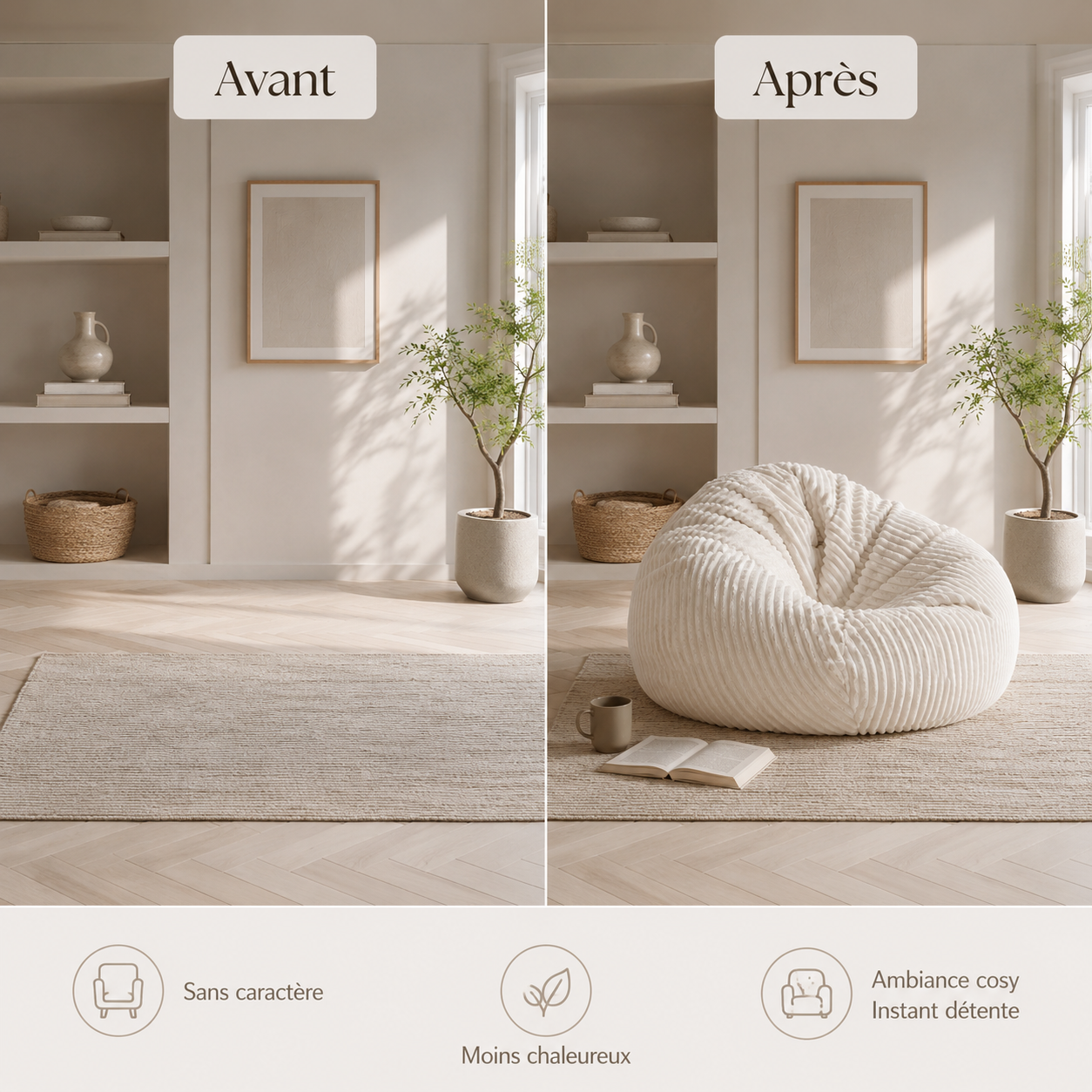 Pouf poire géant en velours côtelé