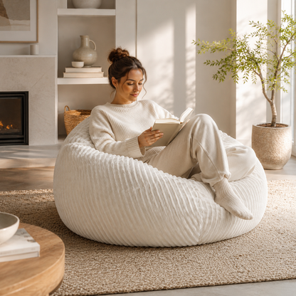 Pouf poire géant en velours côtelé