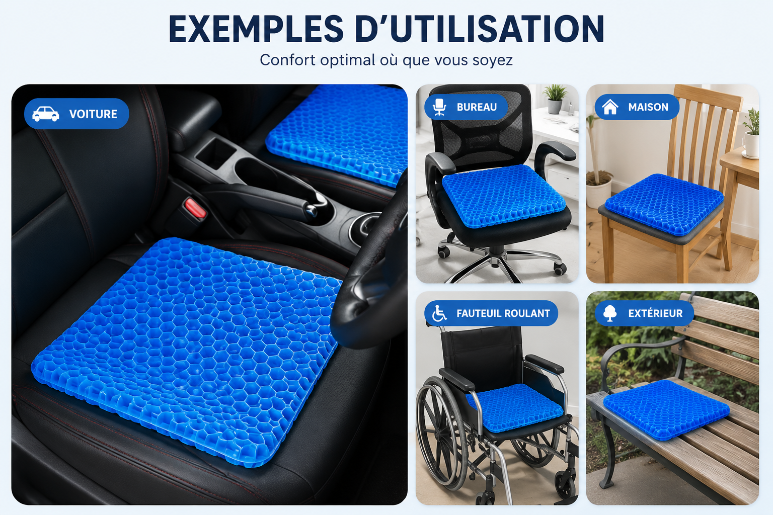 Coussin d’assise en gel | Nid d’abeille exemples d'utilisation