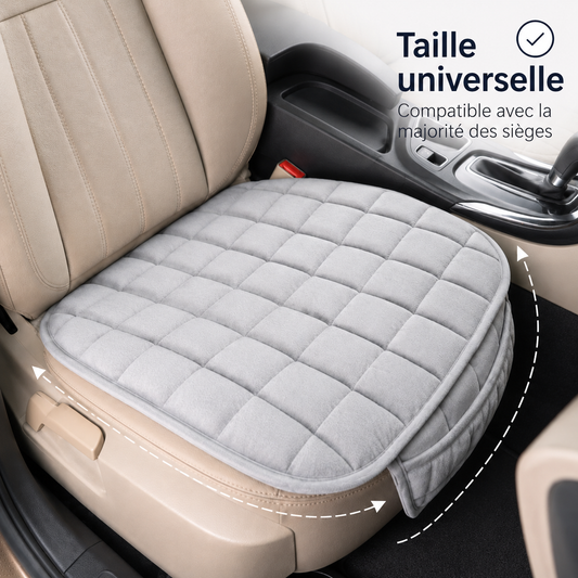 Coussin de siège voiture gris compatible avec la majorité des sièges automobiles.