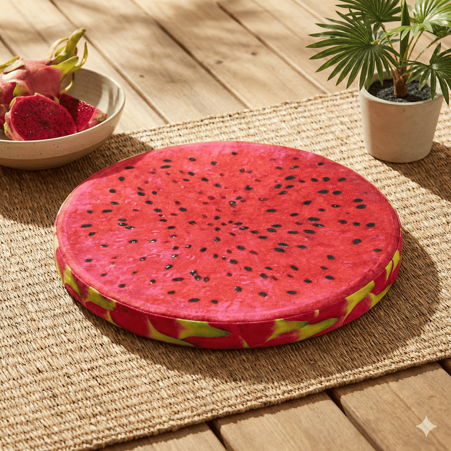 Coussin de chaise rond fruit du dragon