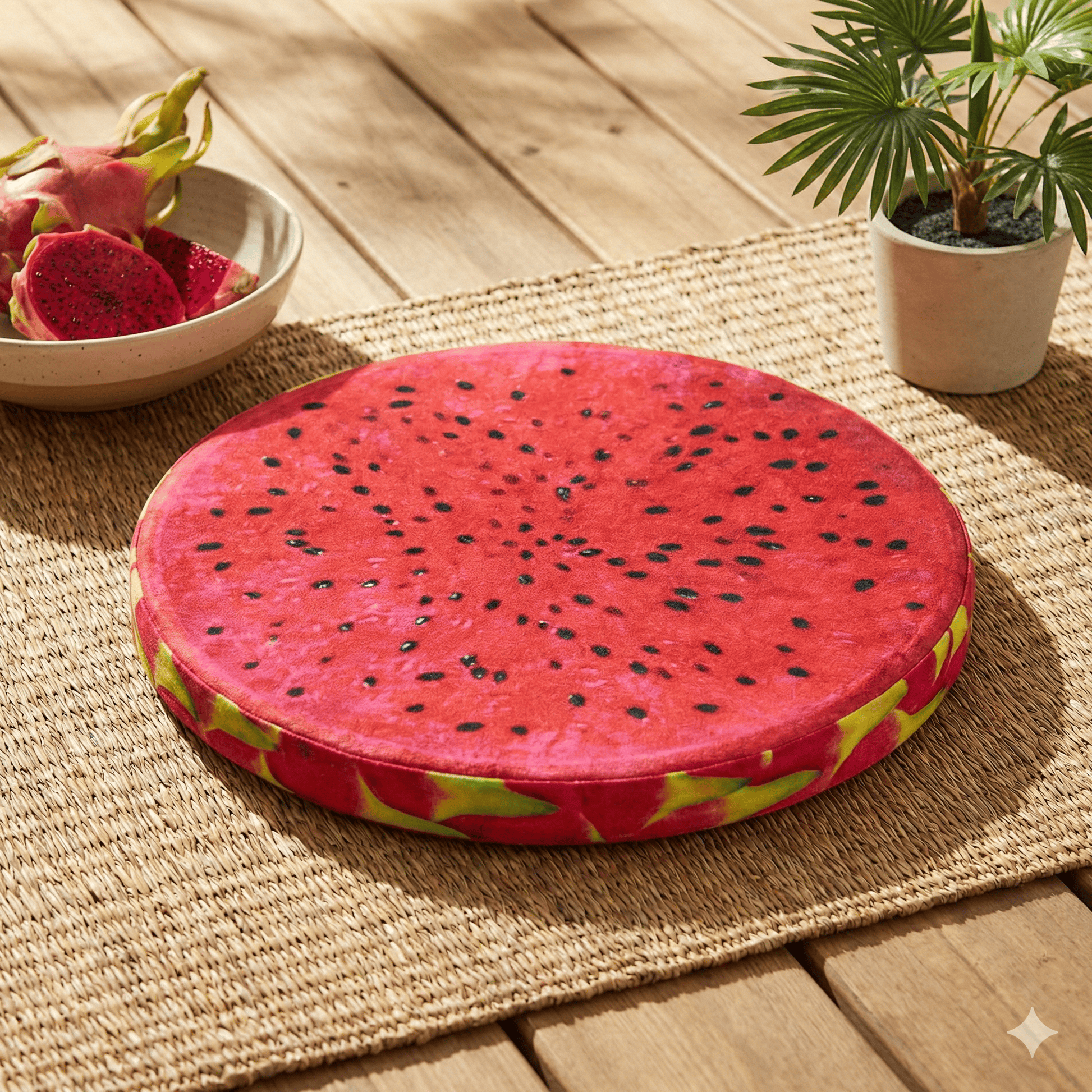 Coussin de chaise rond fruit du dragon