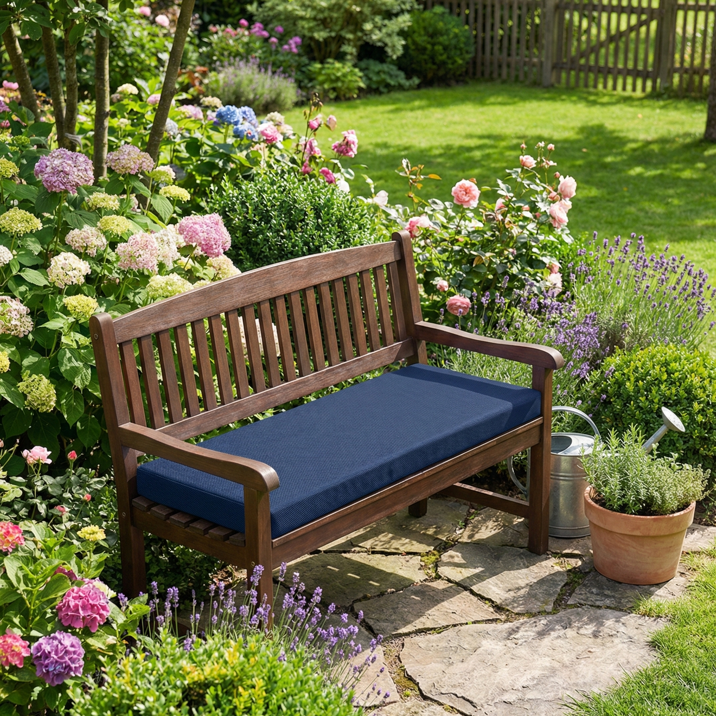 Coussin de banquette imperméable bleu