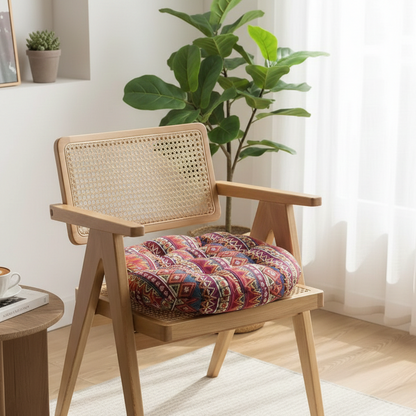 Coussin de chaise bohème rond rouge