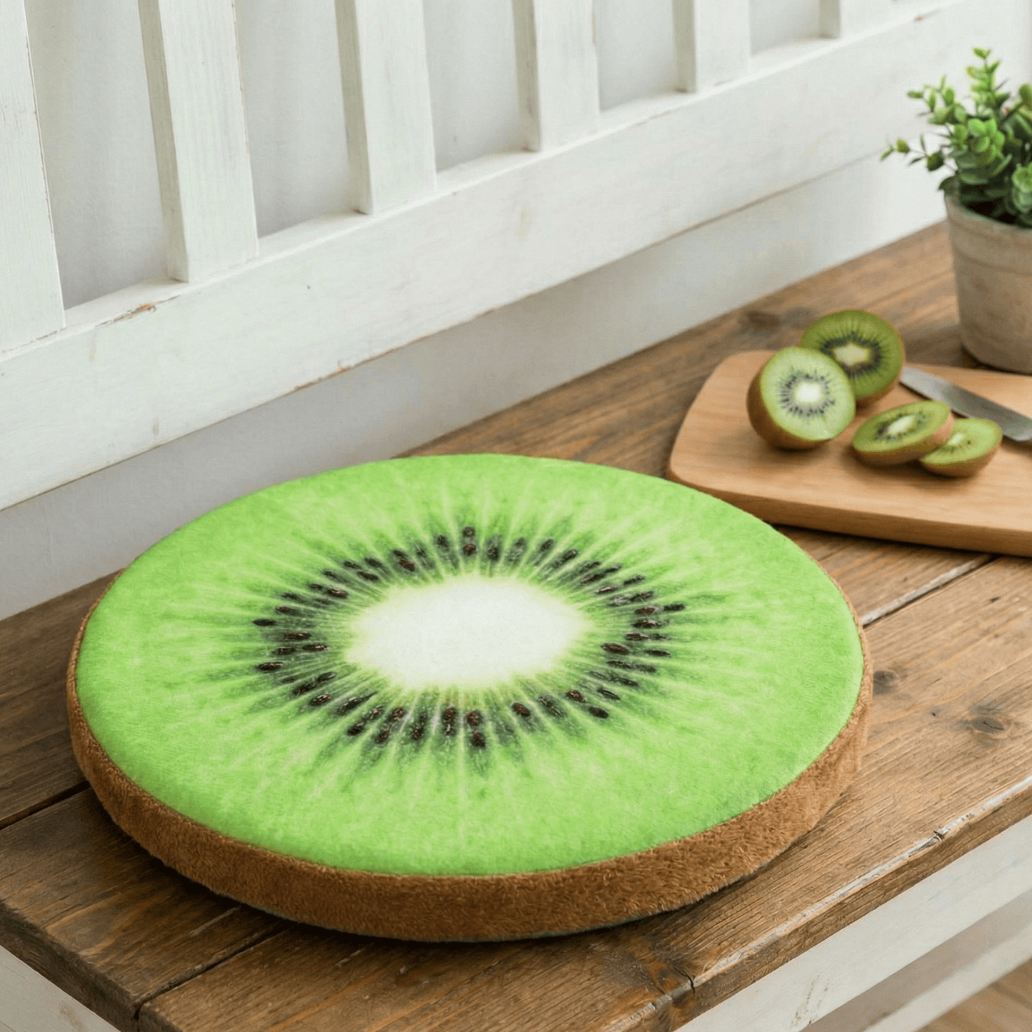 Coussin de chaise rond kiwi