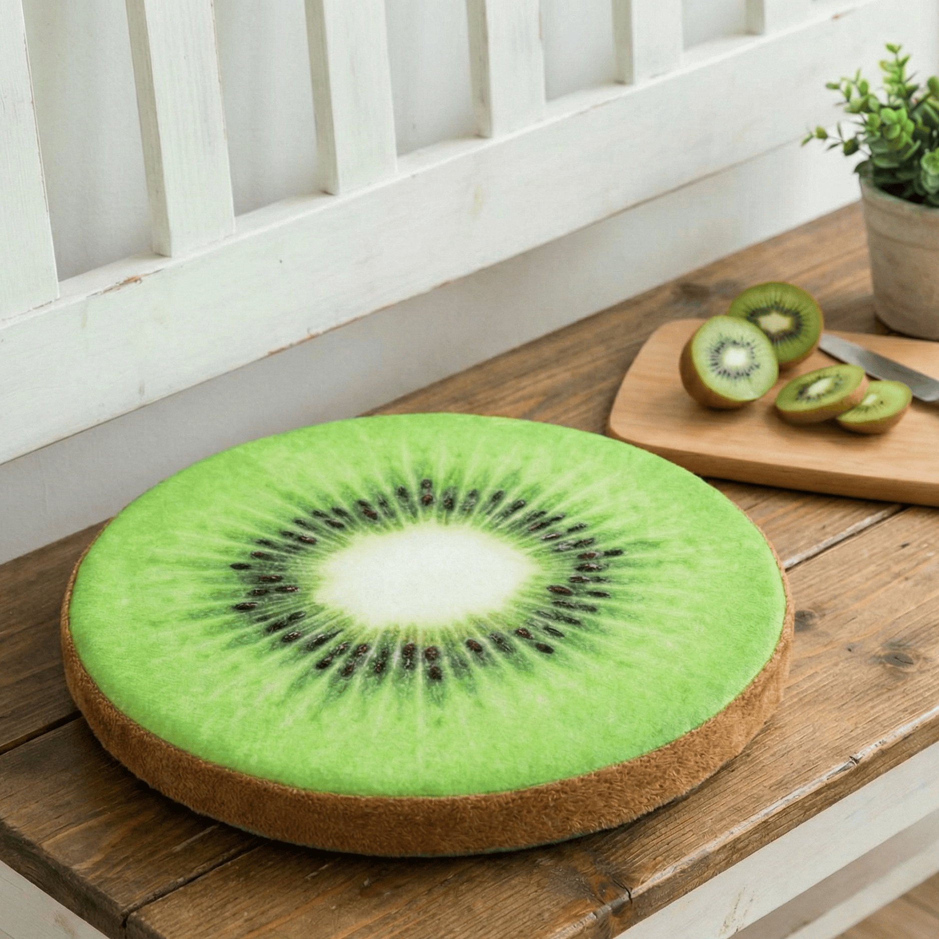 Coussin de chaise rond kiwi