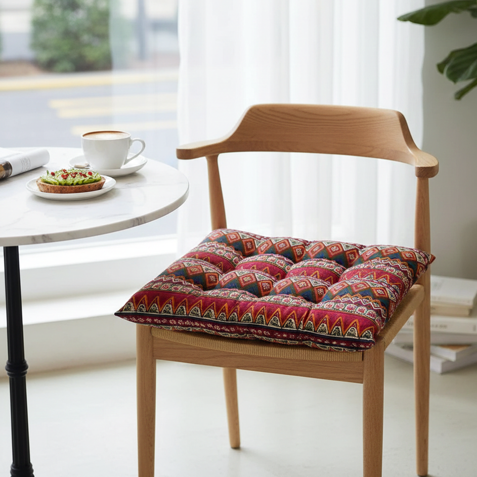 Coussin de chaise bohème rouge