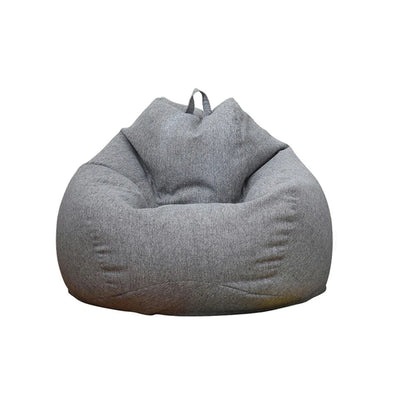 Pouf poire gris foncé en tissu coton-lin lavable au format L de 80 × 90 cm
