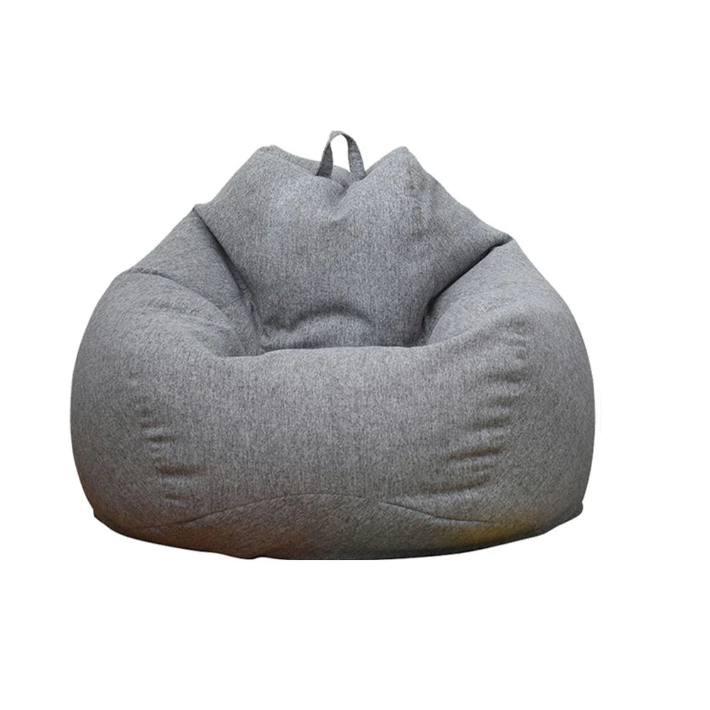 Pouf poire géant gris foncé en tissu coton-lin lavable au format XL de 90 × 110 cm
