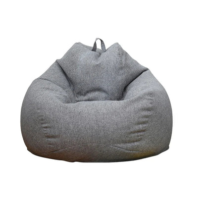 Pouf poire géant gris foncé en tissu coton-lin lavable au format XL de 90 × 110 cm