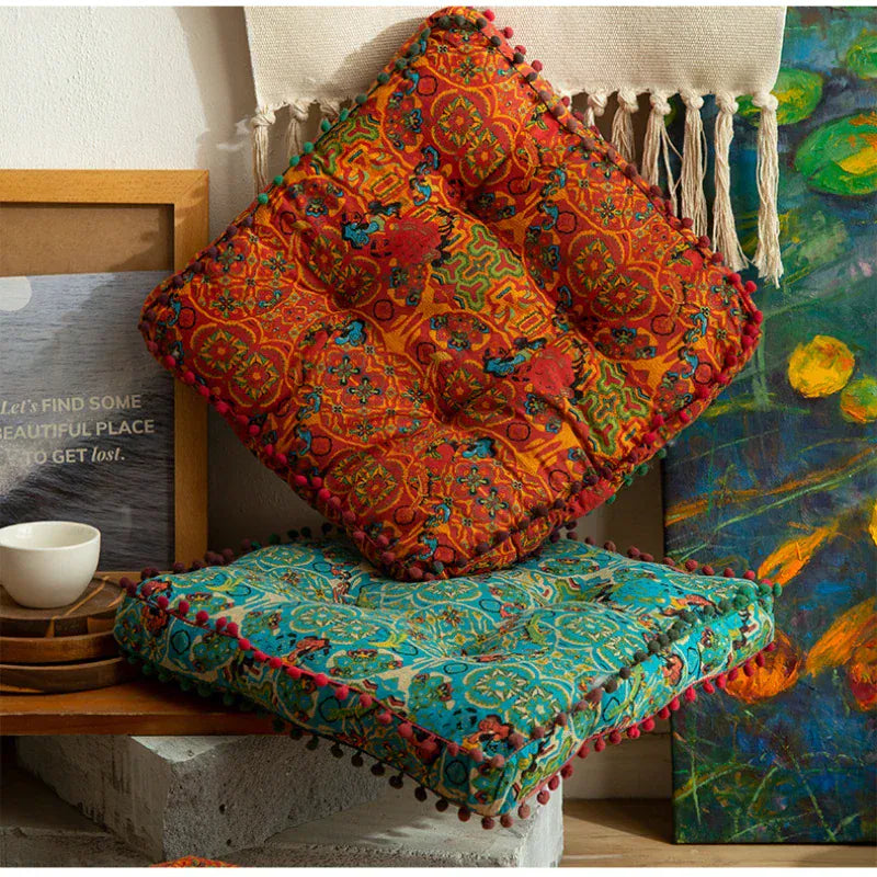 Coussin de chaise épais bohème carrés
