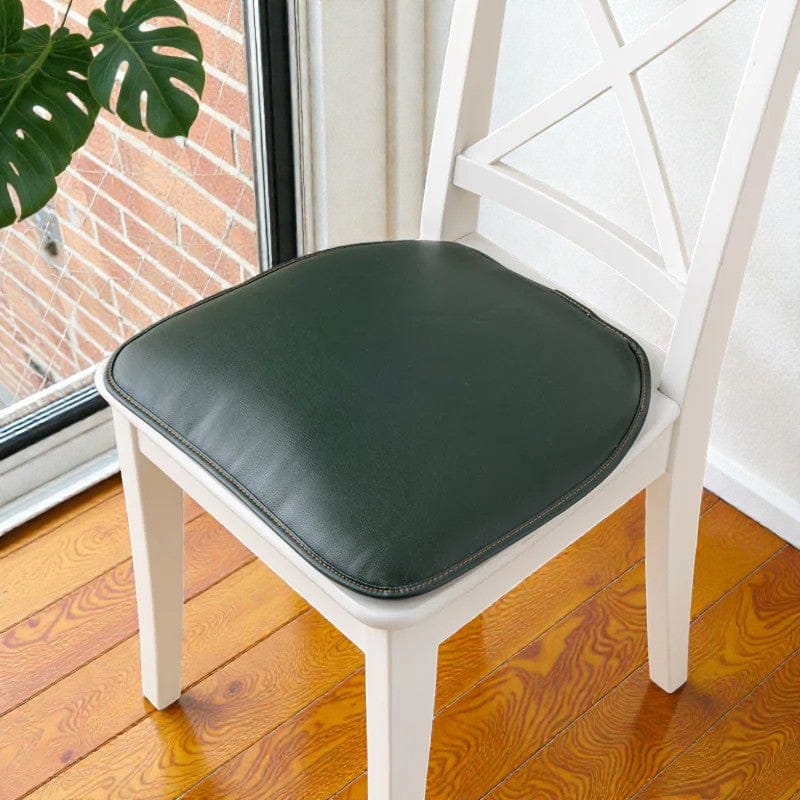 Coussin d'assise en cuir vert foncé