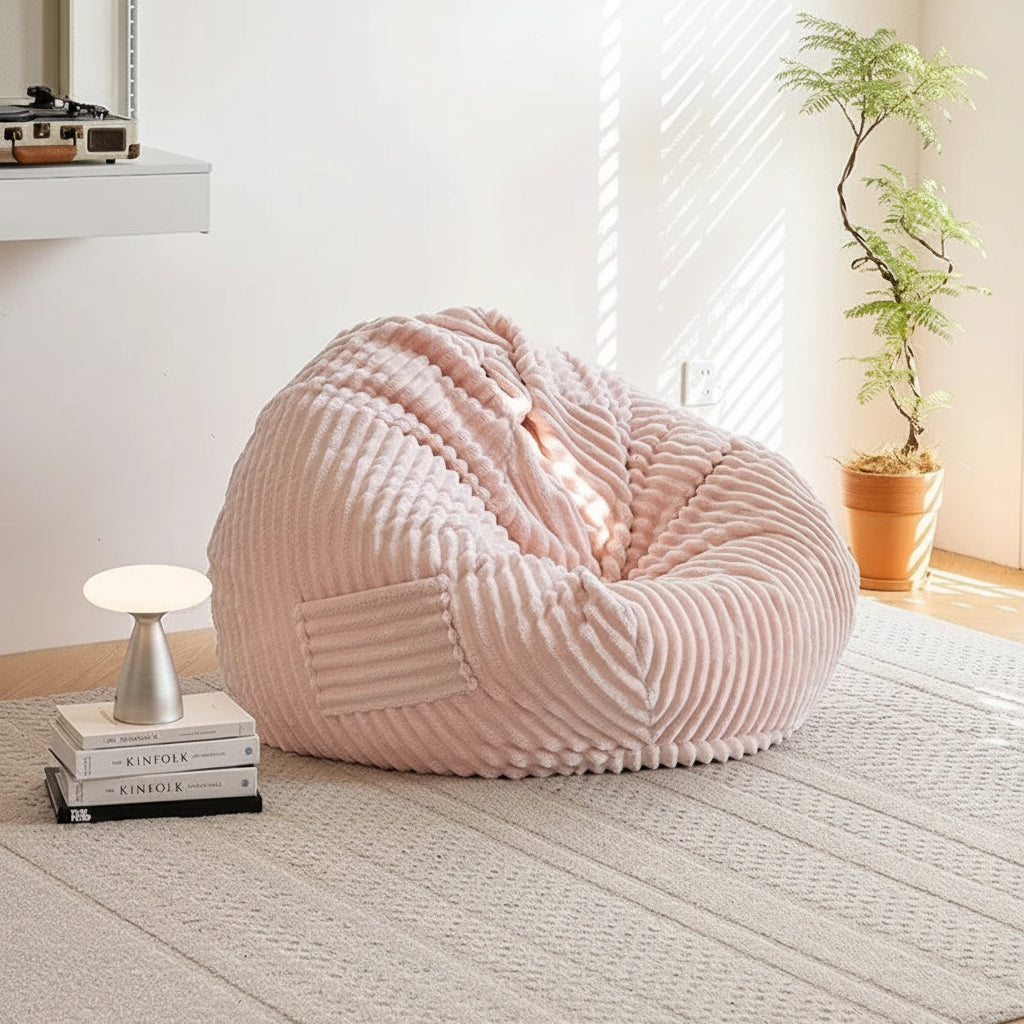 Pouf poire géant en velours côtelé