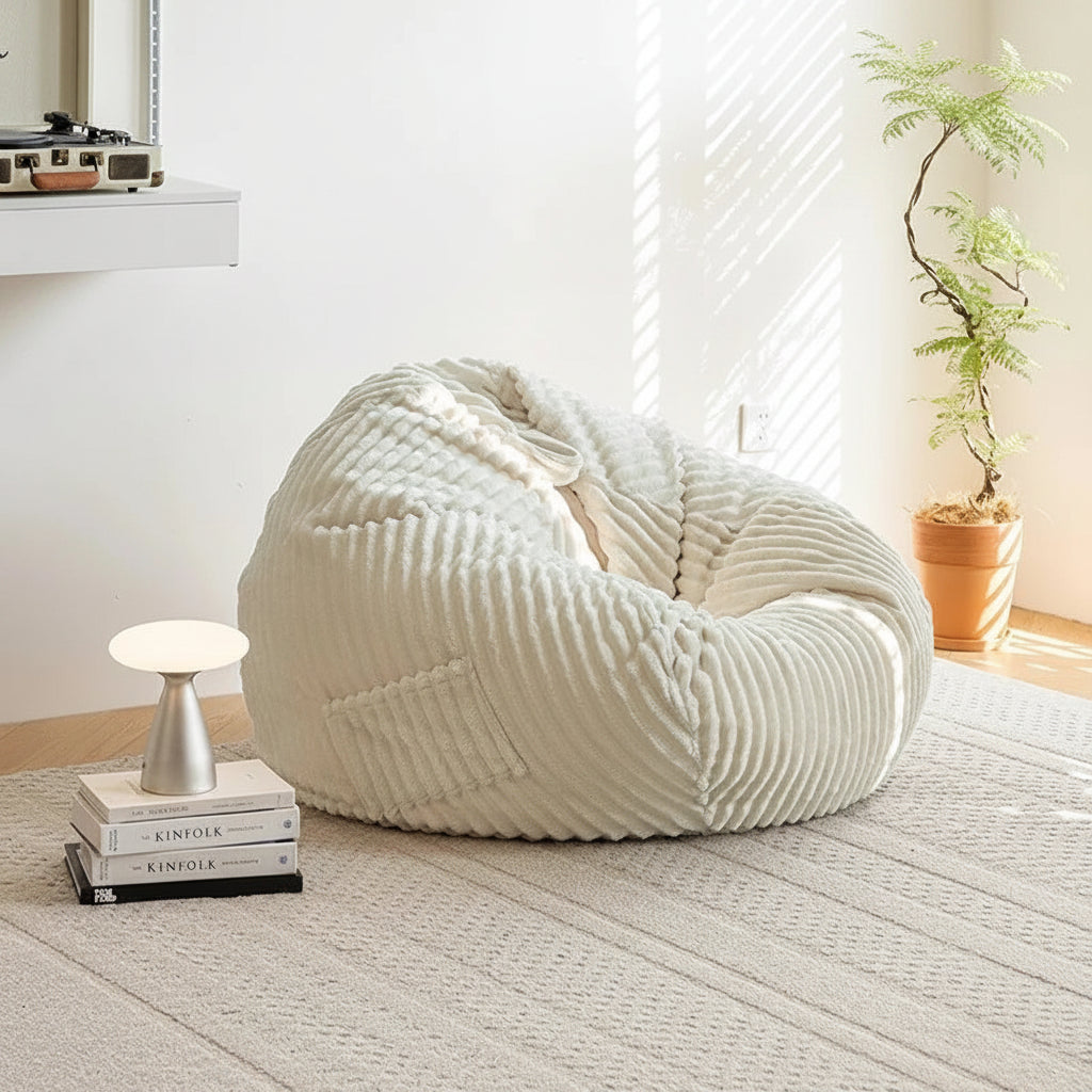 Pouf poire géant en velours côtelé