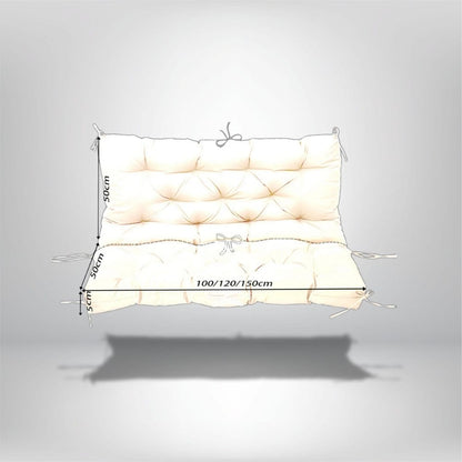 Coussin de banquette extérieur imperméable, en tissu beige, avec des boutons et des liens de maintien