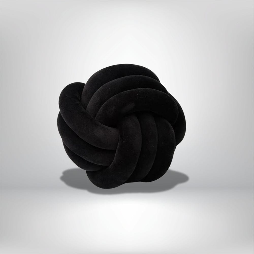 Coussin décoratif en velours noir en forme de nœud, idéal pour un canapé ou une chaise moderne