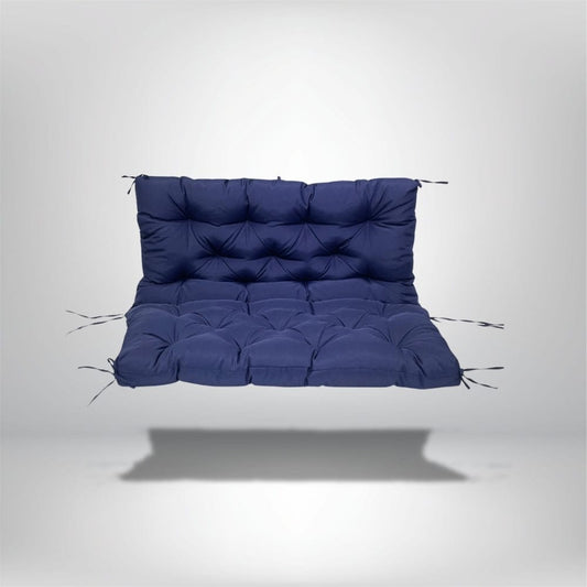 Coussin de canapé extérieur imperméable, en tissu bleu marine, avec un design matelassé et des liens de fixation