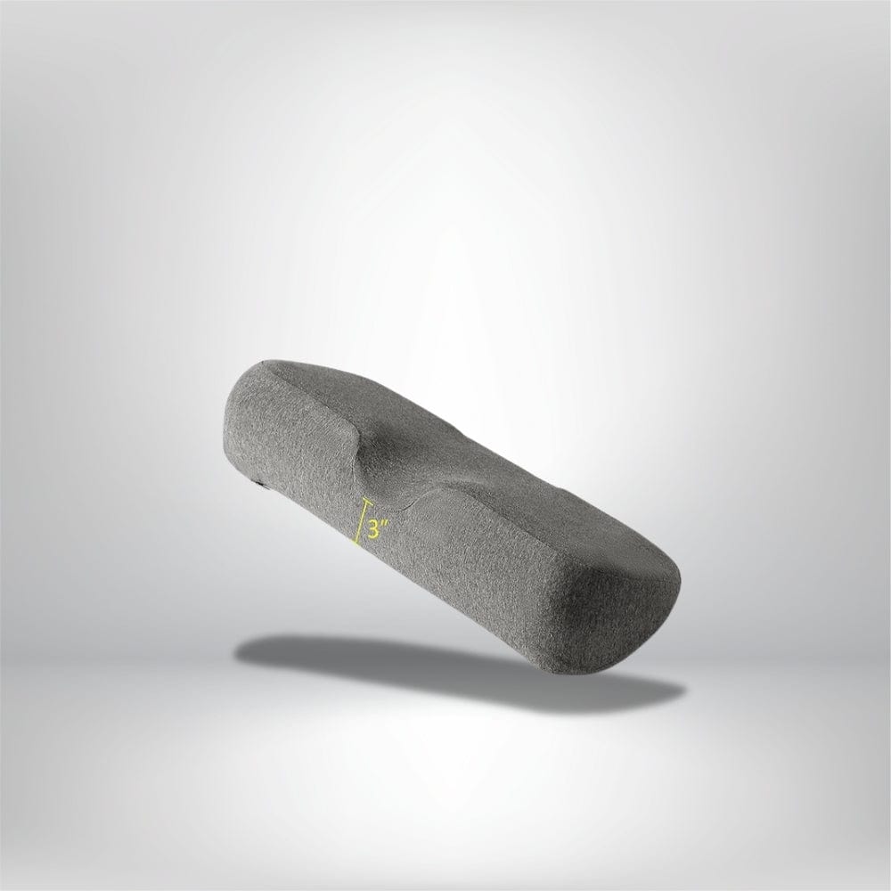 Coussin cervical ergonomique gris avec forme centrale incurvée