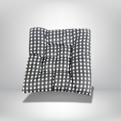 Coussin de chaise de jardin à motif à carreaux noirs et blancs, rembourré et confortable, parfait pour l'extérieur