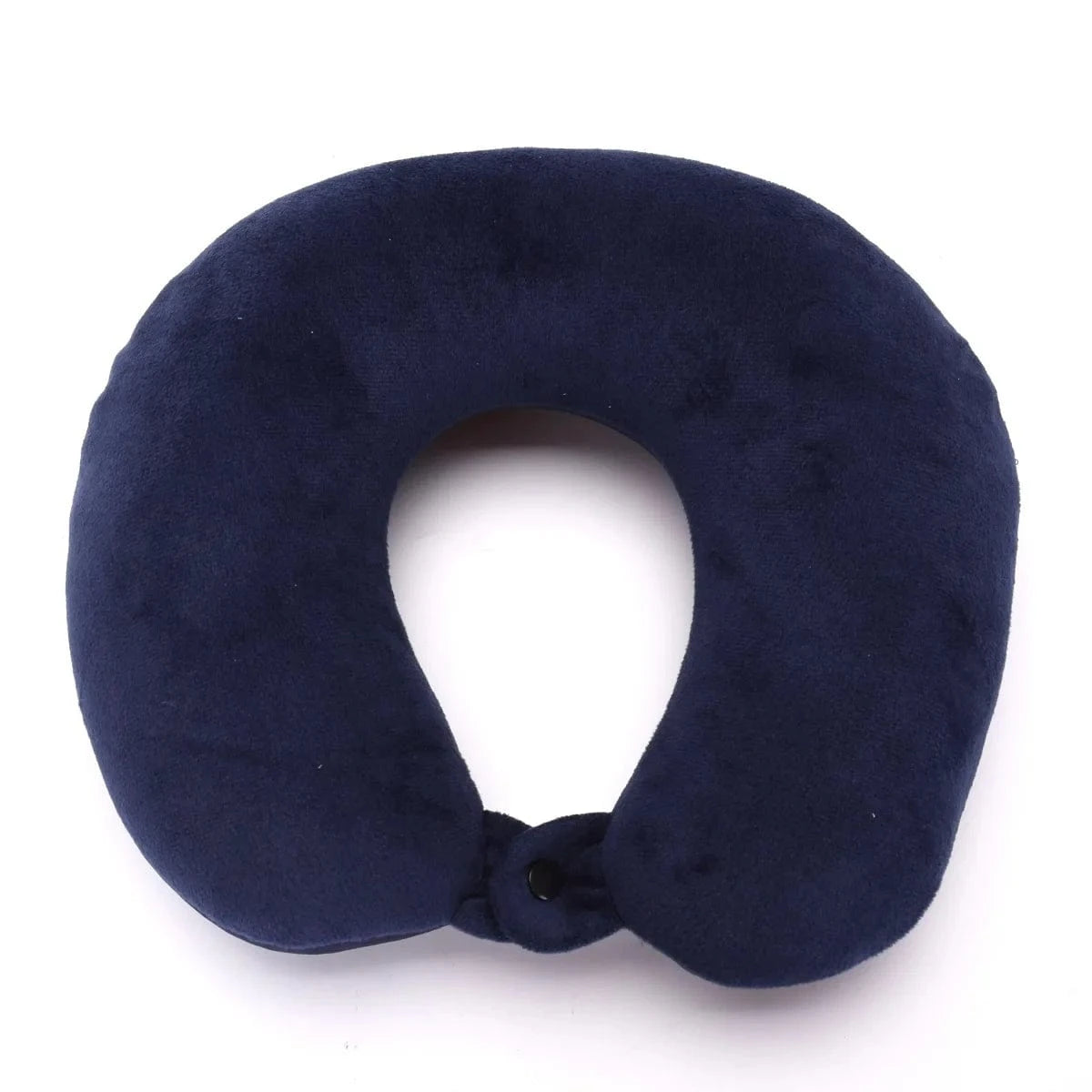 Coussin de voyage nuque en velours bleu marine, idéal pour un confort optimal lors de vos déplacements