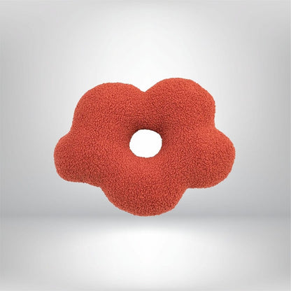 Coussin décoratif en forme de fleur, couleur rouge, texture douce, idéal pour un canapé ou une chaise