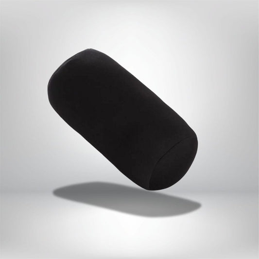 Coussin décoratif noir en forme de rouleau, idéal pour un canapé moderne ou une chaise design