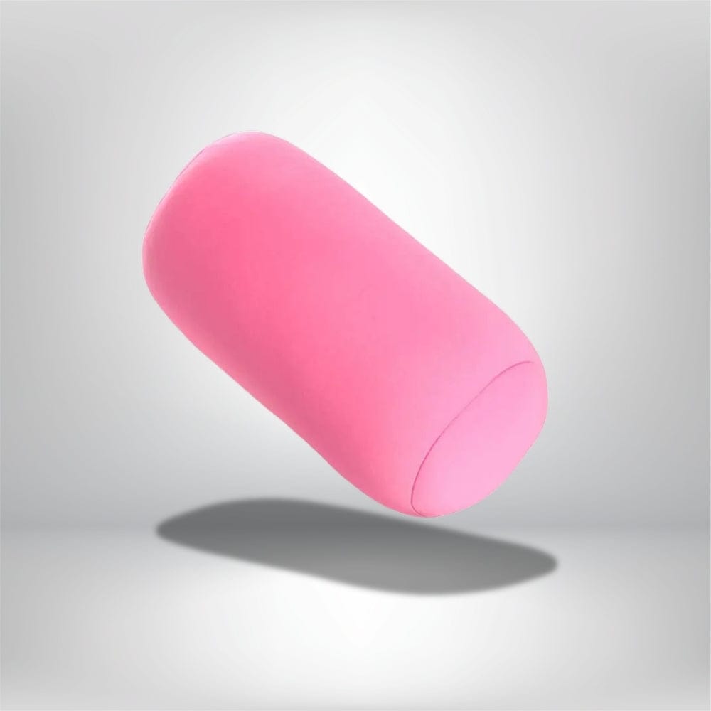 Coussin décoratif rose en forme cylindrique, idéal pour un canapé ou une chaise, apportant une touche de couleur