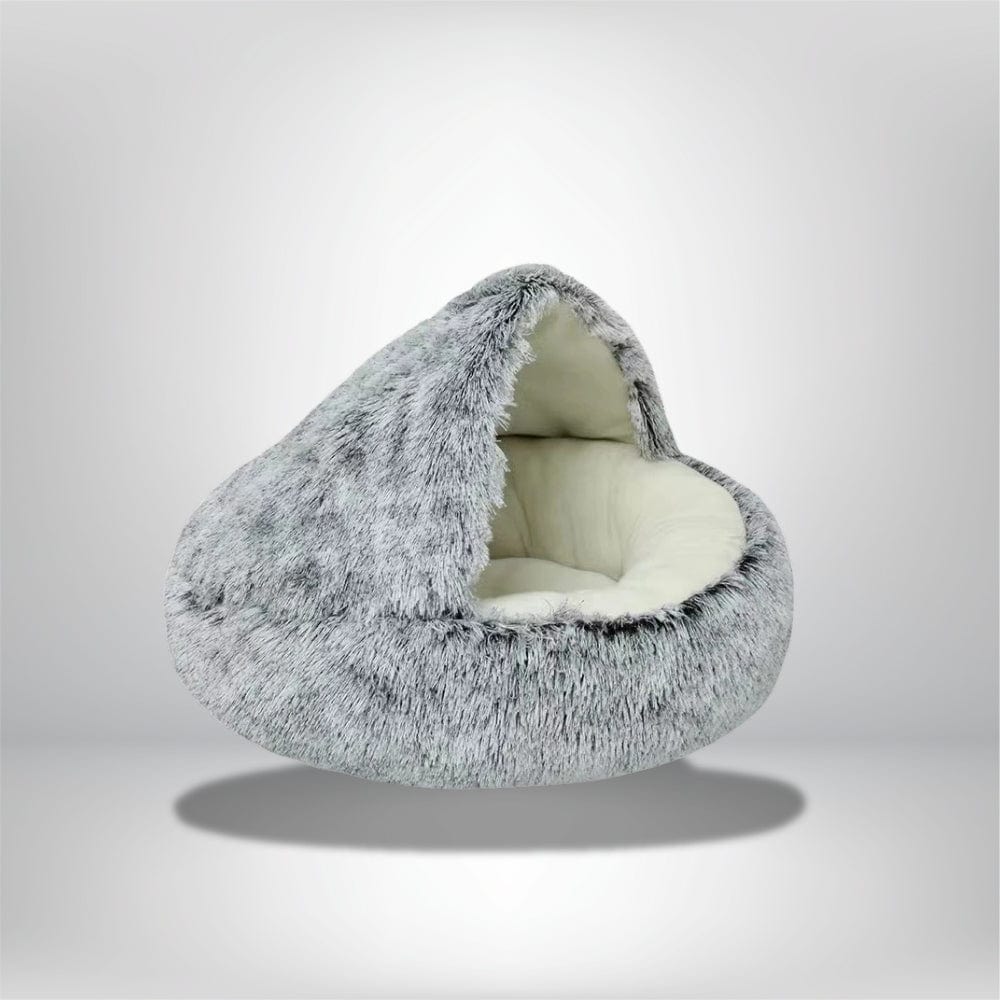 Coussin moelleux en fausse fourrure grise, en forme de cocon, idéal pour un salon ou une chambre