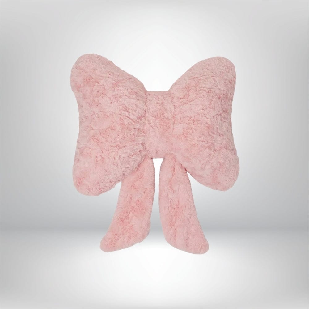 Coussin décoratif en forme de nœud papillon, en peluche rose, idéal pour un canapé ou une chambre