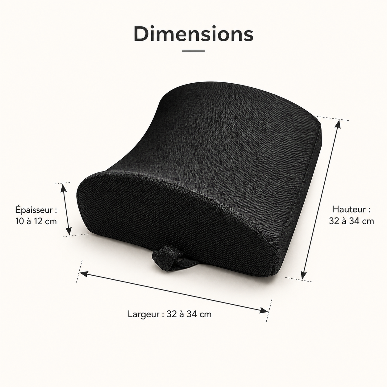 Dimensions du coussin lombaire pour voiture en mousse mémoire
