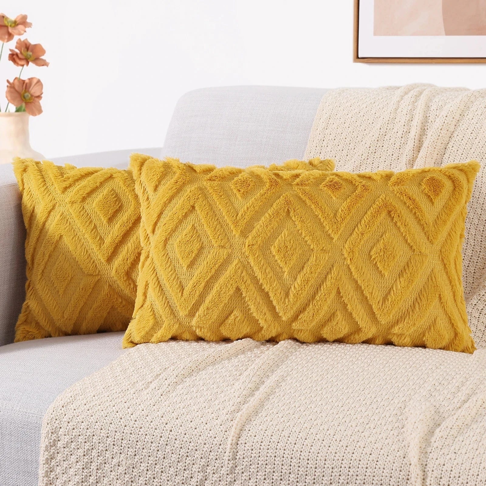 Housse de coussin 40x40 | Texture géométrique et velours doux pour un intérieur raffiné