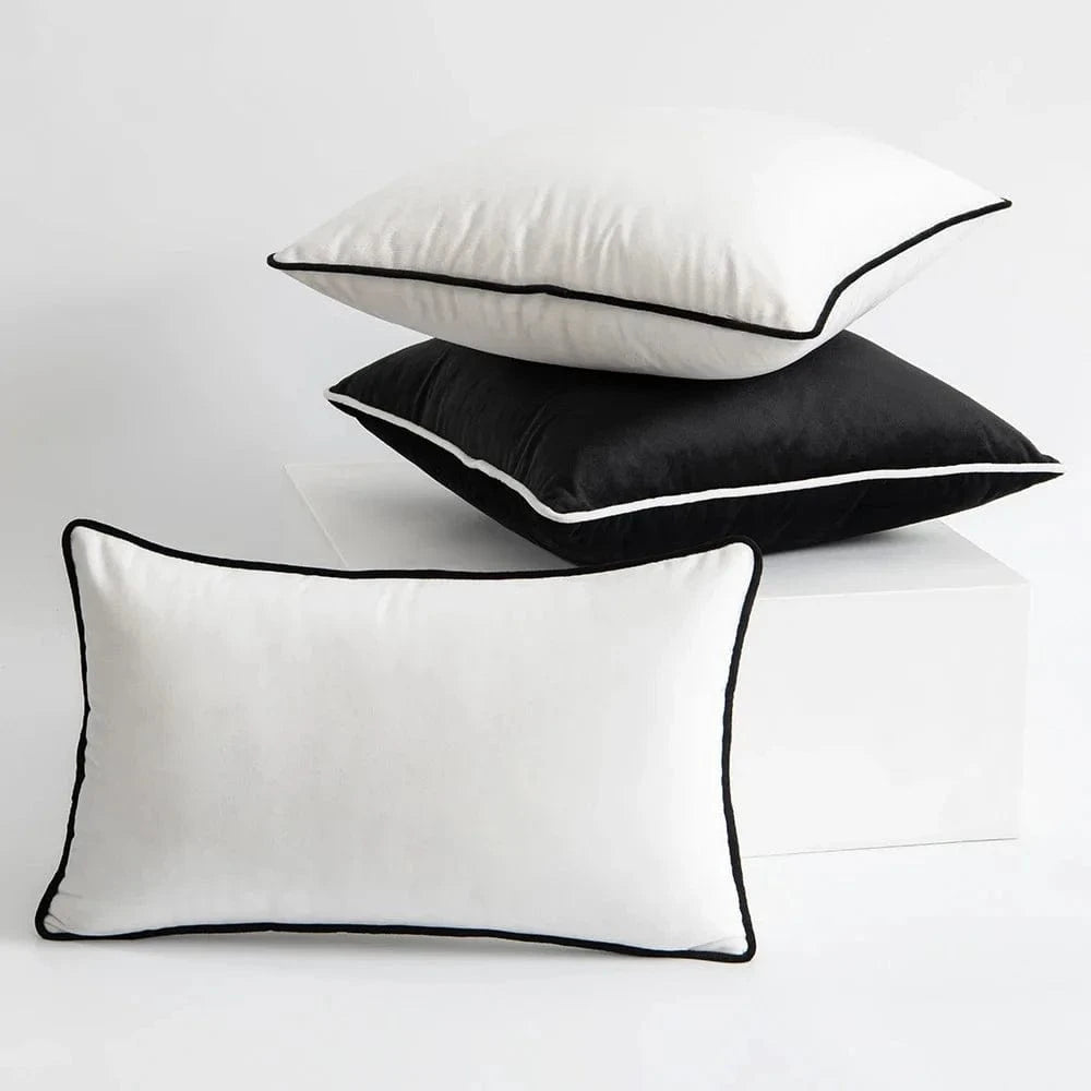 Housse de coussin blanc et noir | Élégance intemporelle pour votre intérieur