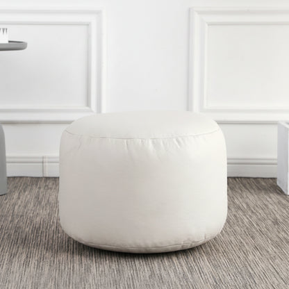Petit pouf rond repose-pieds effet cuir blanc cassé