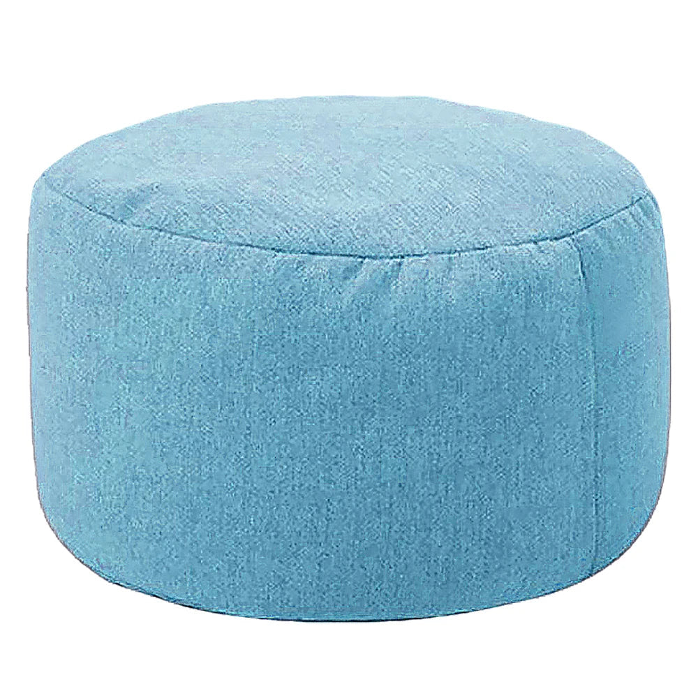 Petit pouf rond bleu ciel pour salon
