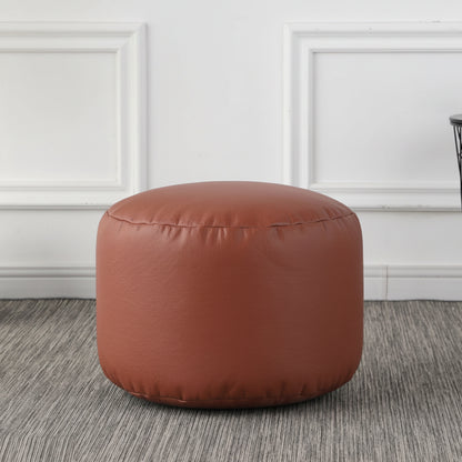 Petit pouf rond repose-pieds effet cuir marron