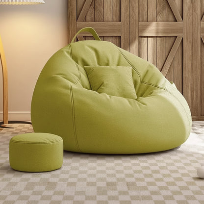 Pouf salon géant vert pistache avec repose-pieds assorti